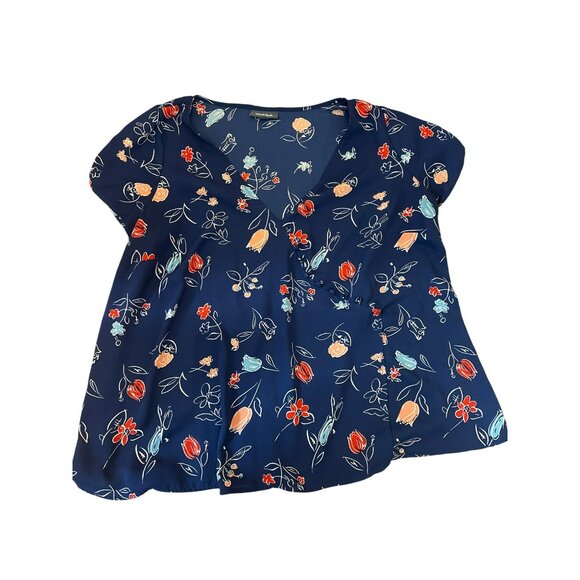 Modcloth Navy Floral Blouse - Picture 1 of 7